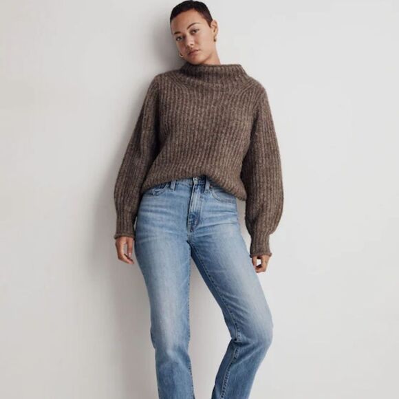 Madewell Loretto Mockneck Pullover Sweater In Brown Size XS - Picture 1 of 13